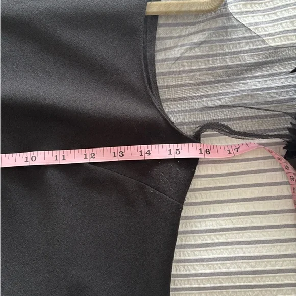 EUC Lulu's Black Sheer Ruffle-Sleeve Bodycon Dress Size S - Picture 10 of 12